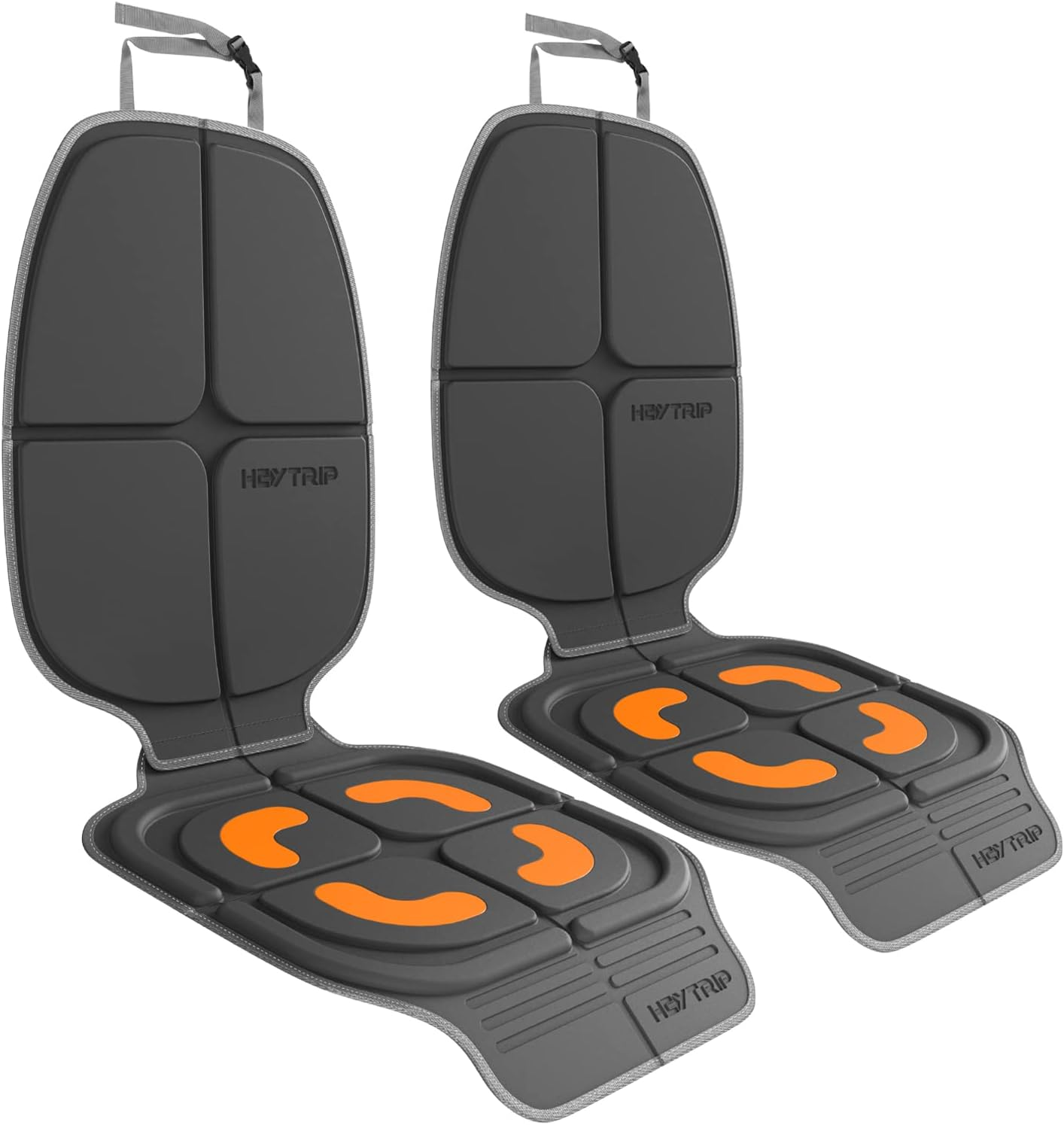 HEYTRIP Car Seat Protector and Kick Mat, Rear-Facing/Forward Facing, for 0~12 Years Old Children, Waterproof, Easy Cleanup, Non-Slip, Fit Most Car Seats(Dark Grey Orange) HEYT07002AB