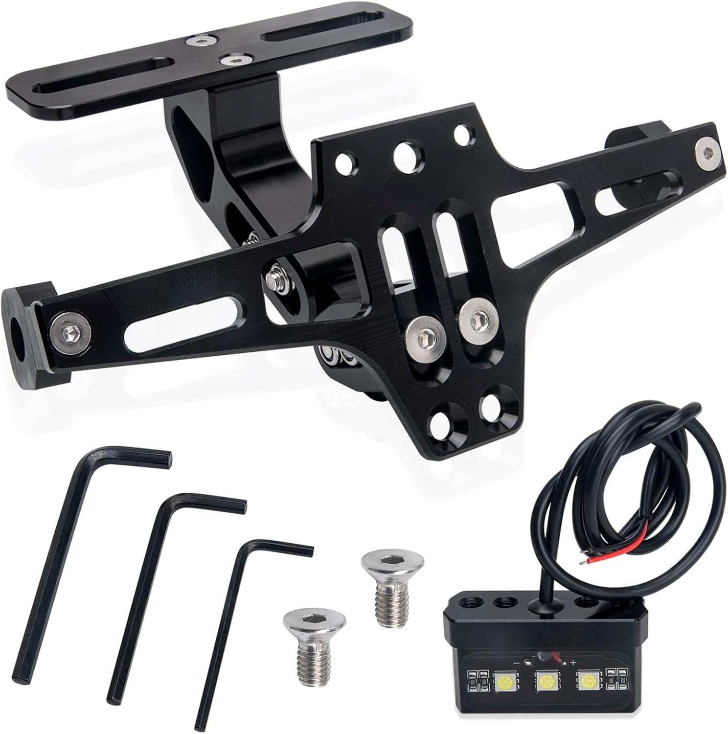 Motorcycle License Plate Bracket, Universal Fender Eliminator Kit Tail Tidy Compatible with Suzuki Yamaha Kawasaki Ducati Honda BMW (Black) image number 4