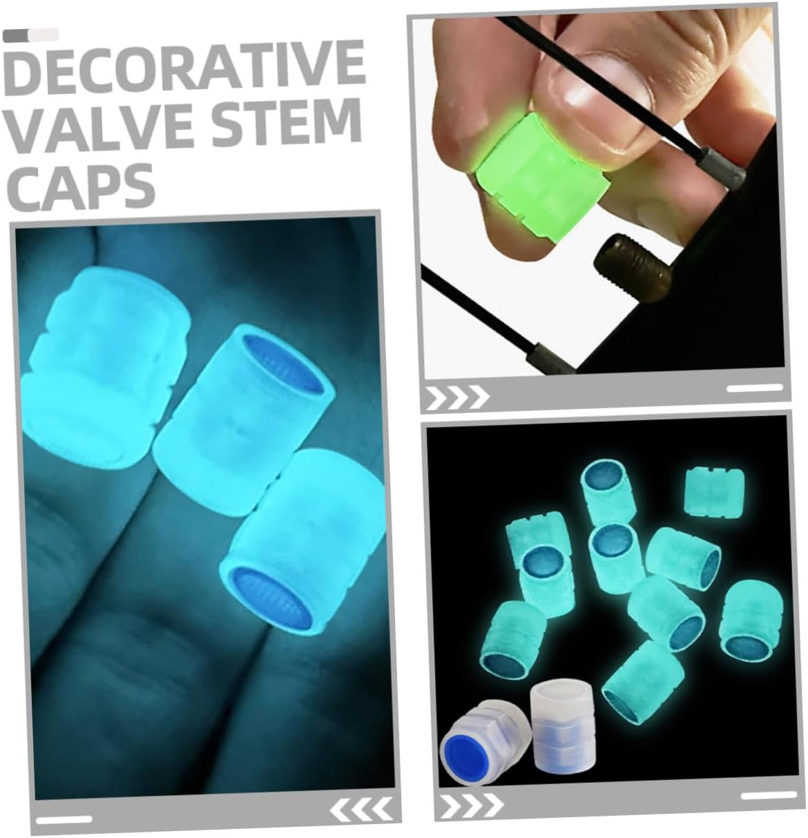 40Pcs Glowing Bike Valve Caps Tire Valve Stem Covers Car Tyre Caps for Clean Night Visibility image number 3