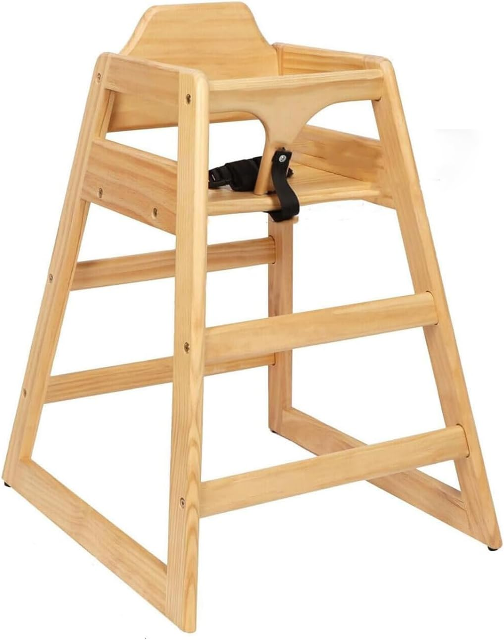 Kapeicamper Wooden High Chair for Toddlers, Portable Baby Feeding Chair with Adjustable Straps, Natural Pine High Chair, Highchair for Dining Room, Kitchen (Walnut)