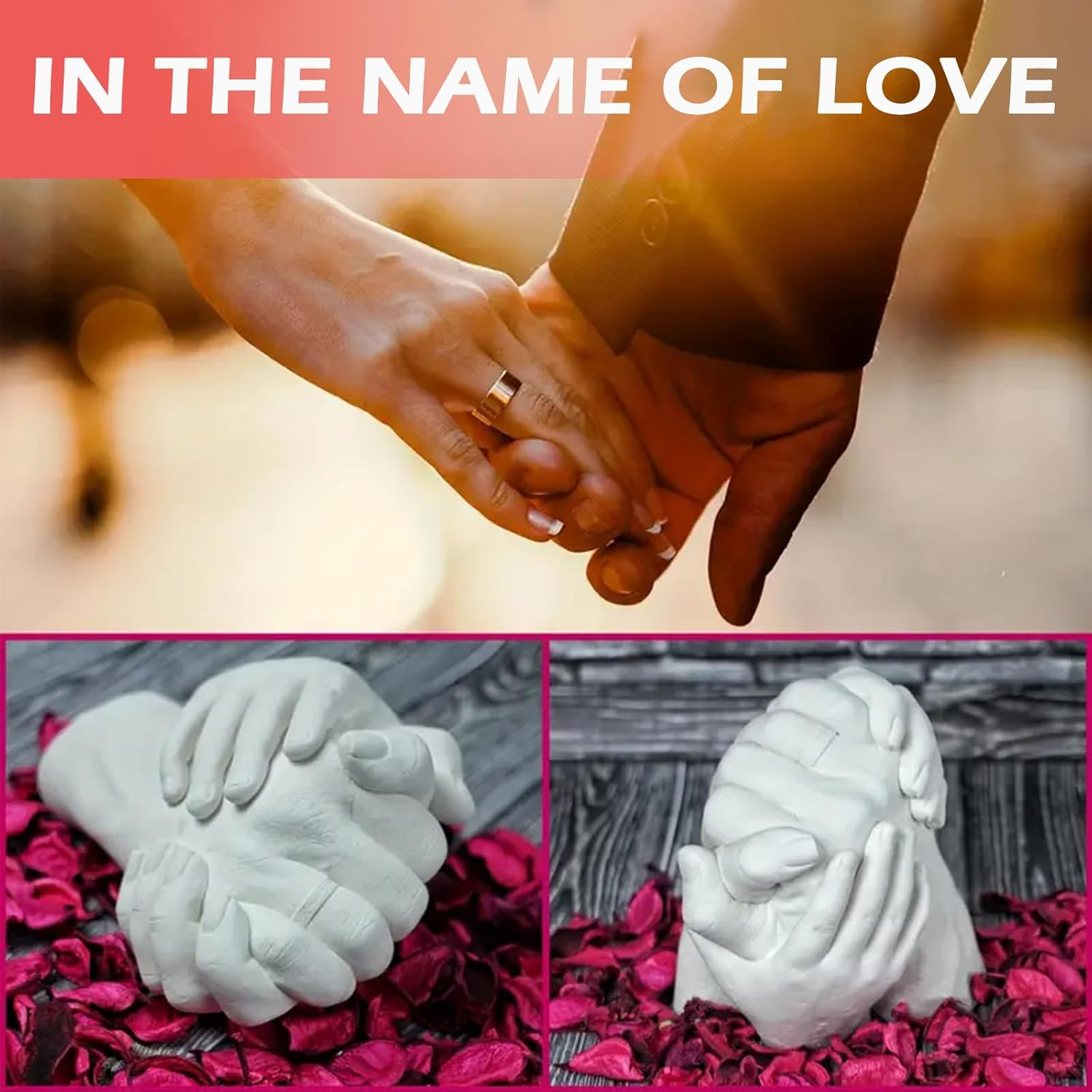 Plaster Hand Casting Kit for Couples, Hand Mold Keepsake Kit - Parent-Child Set, Couples Gifts for Anniversary, Mothers Day, Valentines Day, Christmas, Wedding Engagement image number 1