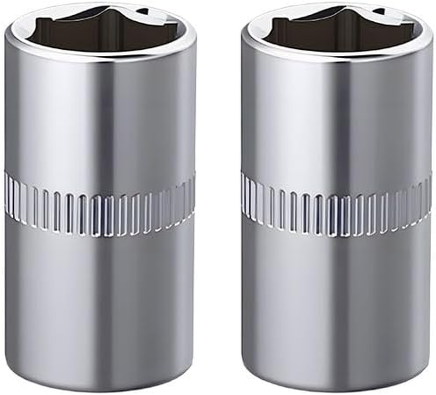 2Pcs 1/4-Inch Drive 13Mm Shallow Socket Set, 6-Point Cr-V Chrome Sockets, Metric Shallow Profile for Automotive Maintenance, Tight Spaces, Home DIY Tools image number 6