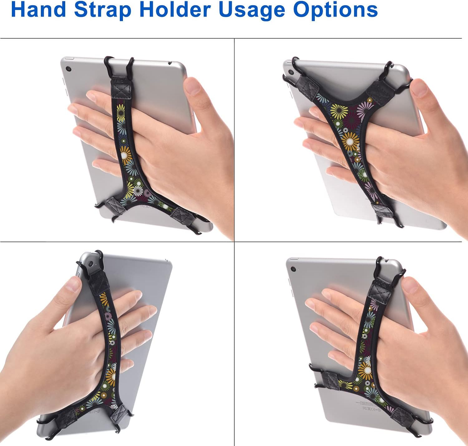 TFY Security Floral Hand Strap Finger Grip Holder for 7-8 Inch Tablets - Compatible with Ipad Mini / Fire 7 / Fire HD 8 / Galaxy Tab S2 8.0, Tab a 8.0 / HUIWEI M5 image number 2