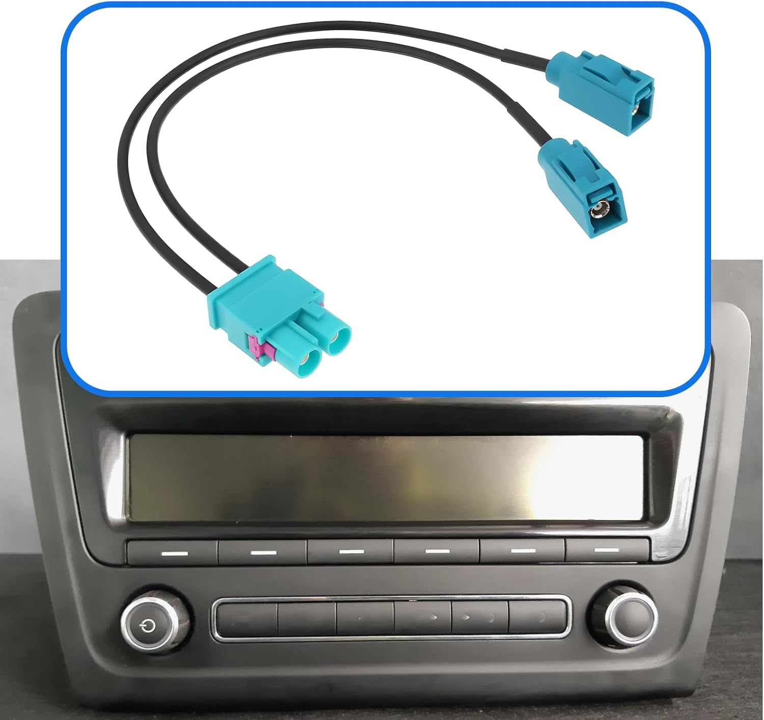 Emagtech Car Radio Antenna Adapter Cable Dual FAKRA(Z) to 2 FAKRA Compatible with VW Compatible with Audi since 2008 image number 1