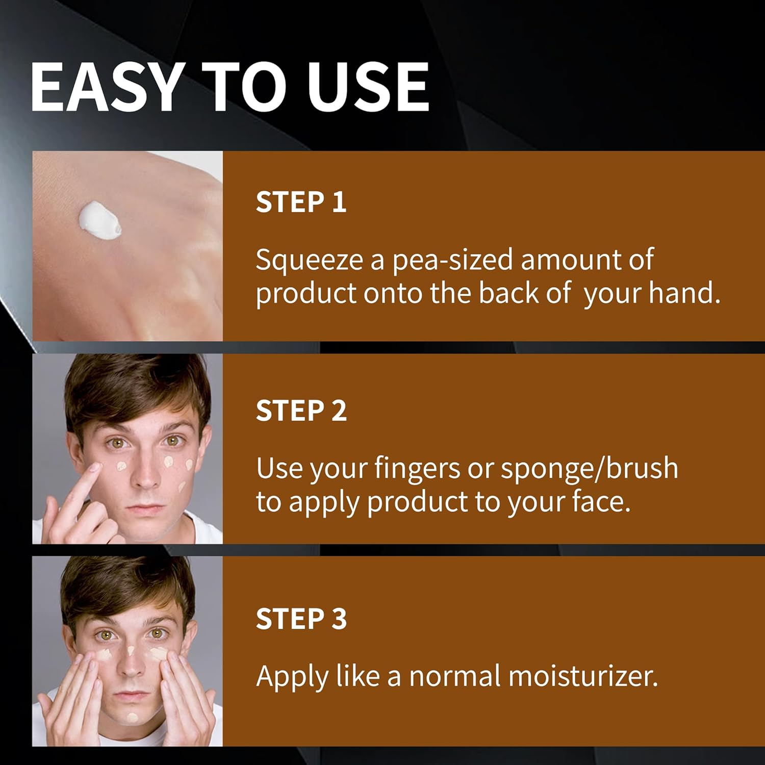 Men'S Foundation,Hydrating Non-Greasy Tinted Moisturizer for Men, Long Lasting Matte Concealer Full Coverage Men BB Cream CC Cream Foundation for All Skin Types, 30G/1.05 Oz (Tan Color, M) image number 5