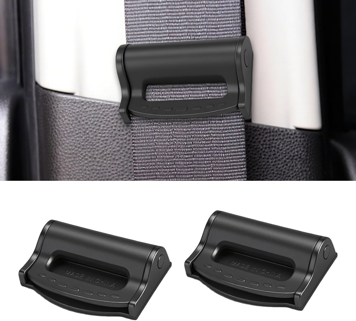 2PCS Car Seatbelt Adjuster, Universal Auto Seat Belt Clips for Adults/Kids, Comfort Car Shoulder Neck Protector Strap Positioner, Seatbelt Locator Retainer Locking Clips for Car, SUV (Black)