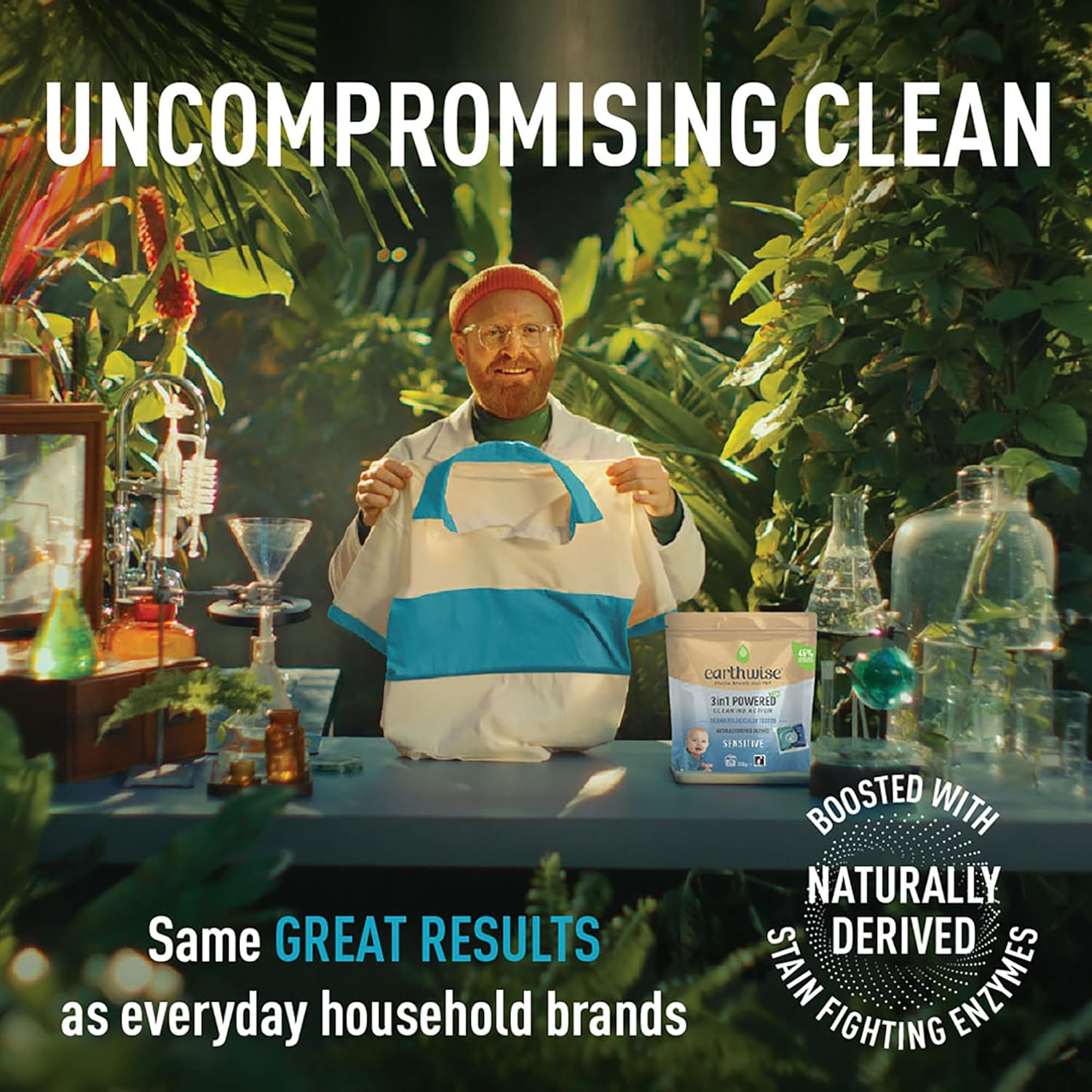 Earthwise Sensitive Laundry Washing Detergent Capsules, 26 Pack, 26 Washloads, Suitable for Front & Top Loader, Dermatologically Tested, 3In1 Powered Cleaning Action with Naturally Derived Enzymes image number 2