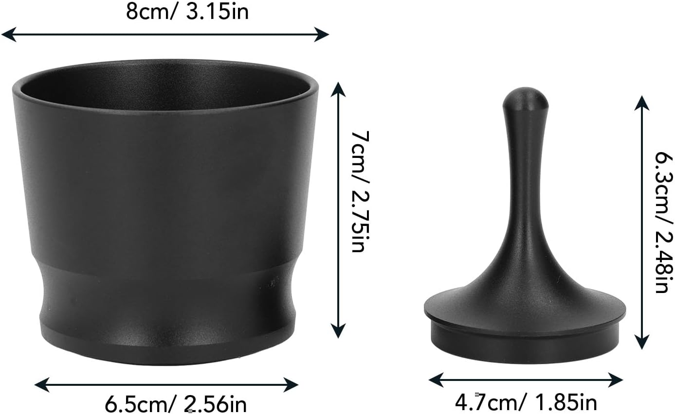 58Mm Coffee Blind Shaker, Press Aluminum Alloy anti Flying Powder Cup, Ergonomic Coffee Dosing Rings, Espresso Powder Receiver Cup for 51Mm 53Mm 58Mm Portafilter (Black)