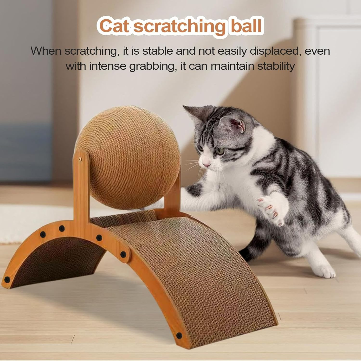Ylnailky Cats Scratching Post - Cat Scratch Board - Vertical Scratcher with Corrugated Base Interactive Kitten Toy for Play Rest Senior Apartment Living Room Window Outdoor Home Patio