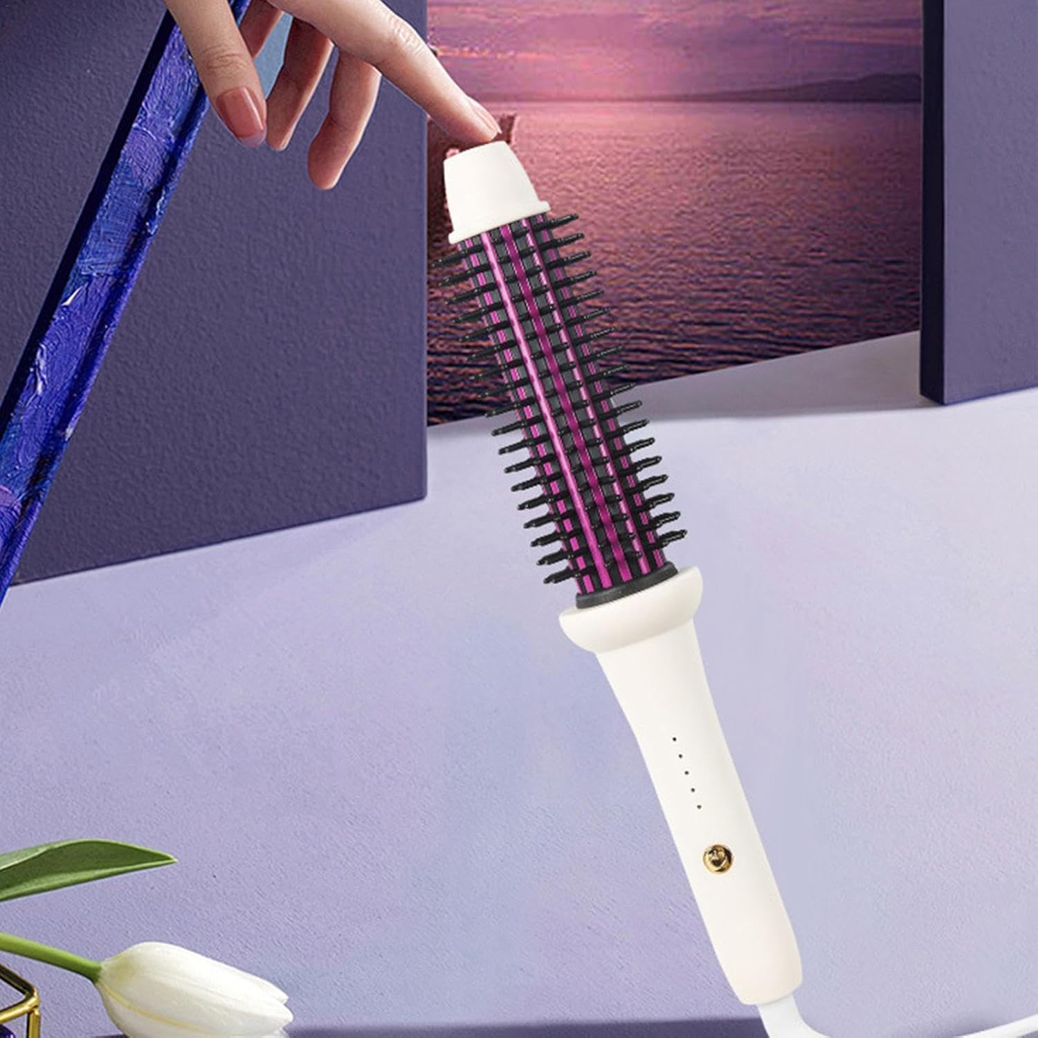 Rotating Curling Iron Brush - 28Mm Negative Ion Heated Ironing Comb Straightening Brush for Curling Iron | Curling Iron Curler Brush