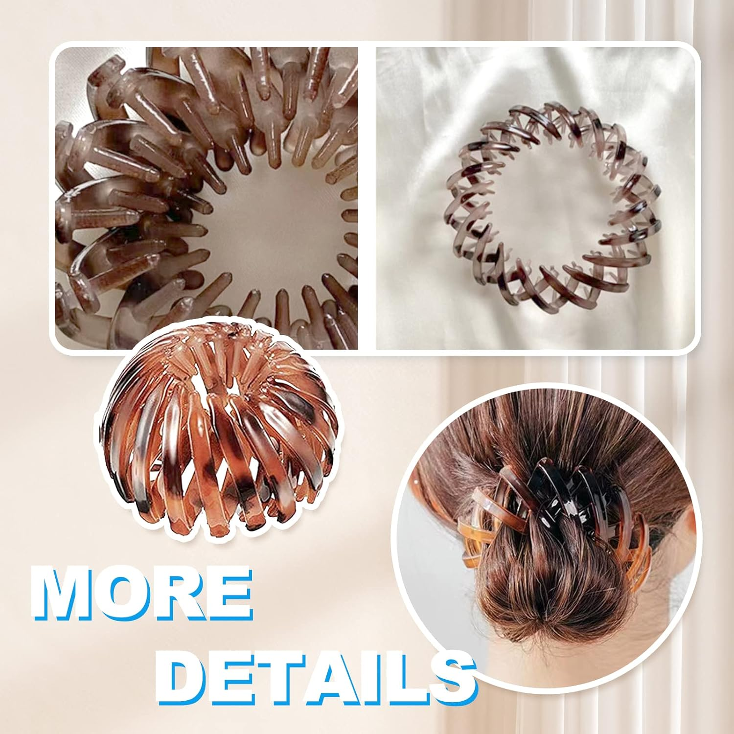 Pack of 7 Bird Nest Hair Clips Women'S Simple Ponytail Holder Haircut Bird Nest Hair Bobbles Expandable Headdress Headband for Women Girls image number 3