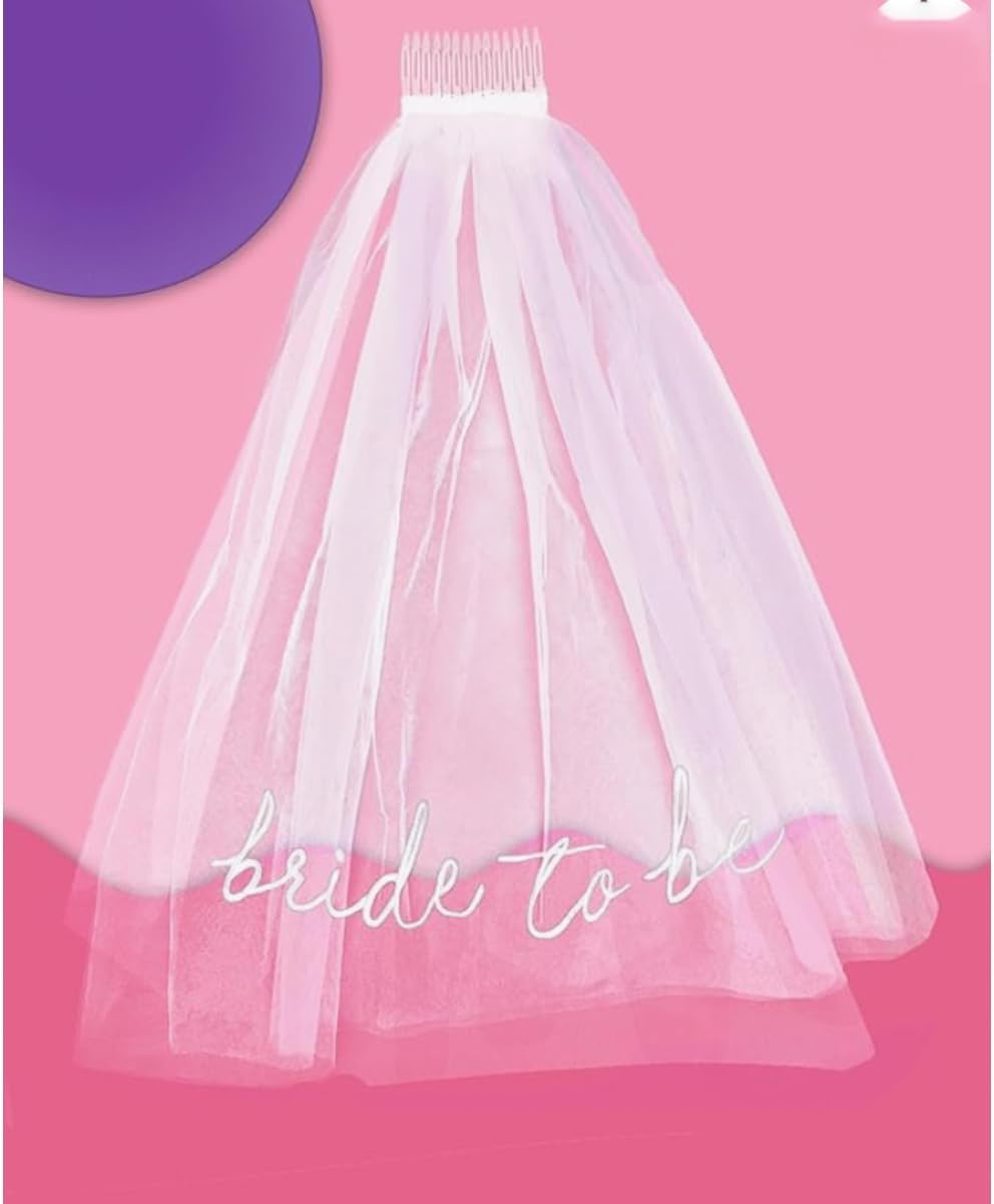 Weforu Bride to Be Embroidered Veil - Bachelorette Sash Veil Party Headband, White Head Peace for Bridal Shower Engagement Party, Wedding and Gift