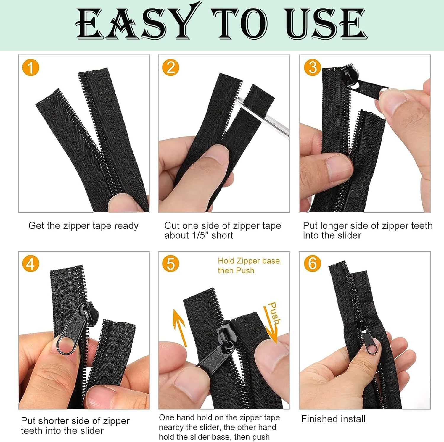 Jotia 12Pcs/ 36 Yards #3 Nylon Coil Zippers with 120Pcs Match Zipper Sliders Assortment Kit, 12 Bright Colors Zipper Repair Kit Sewing Zippers Zipper Heads Bulk Zippers for DIY Sewing Craft Bags image number 3