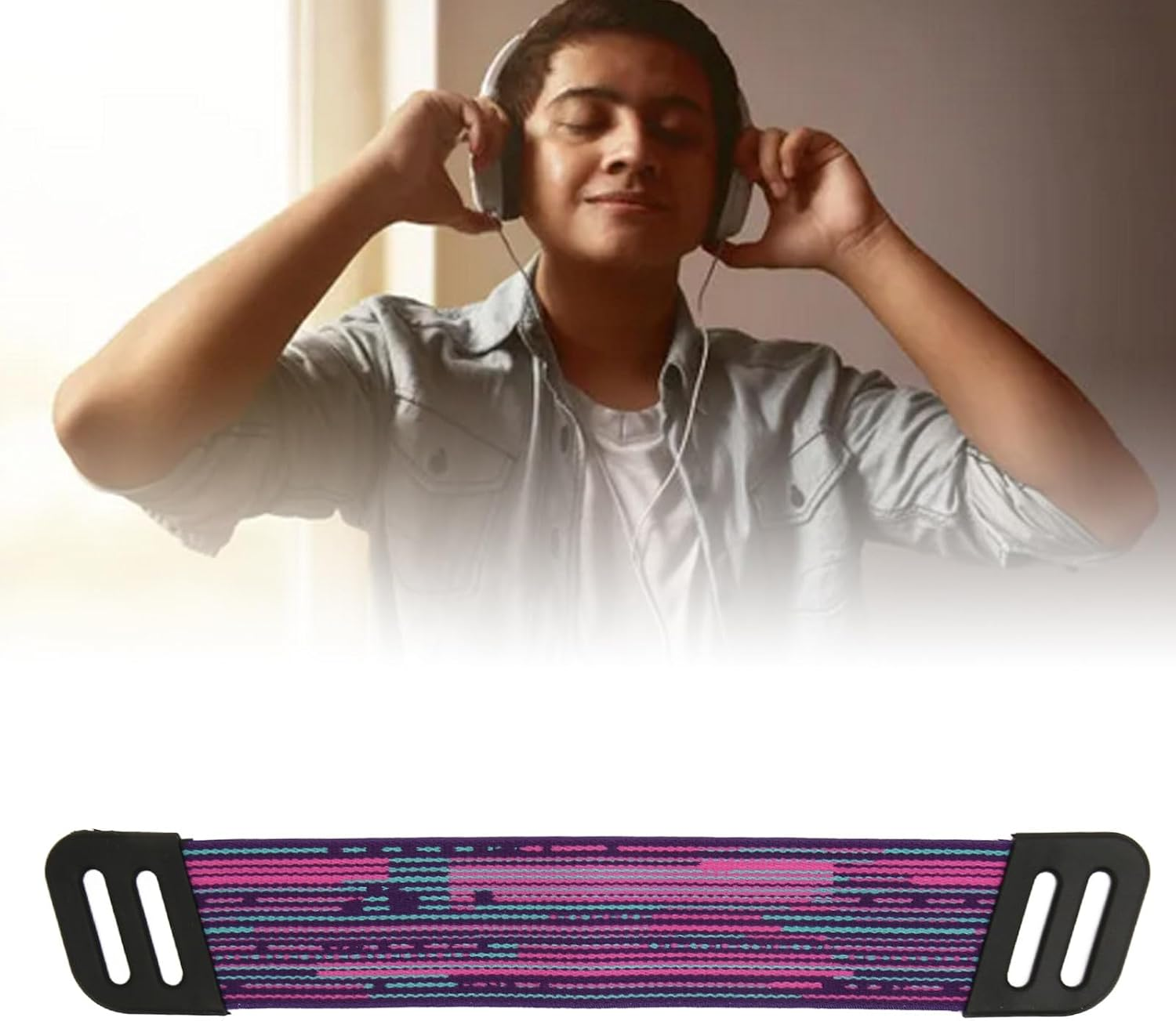 Ejoyous Headphone Headband Strap for Logitechg733 Wireless Headset G335 Wired Gaming Headset, Durable Fabric Soft Comfortable Easy Installation Colorful Design Seamless Replacement (Pink Blue) - Green image number 2