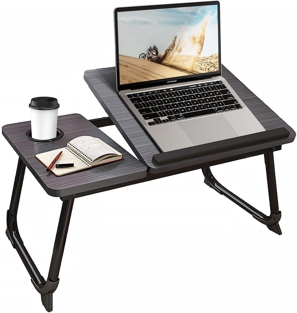 TOMVAES Laptop Desk in Bed 45-Degree Adjustable Desks Convenient USB Charging Port Foldable Table Suitable for Eating, Working, Writing, Reading (White)