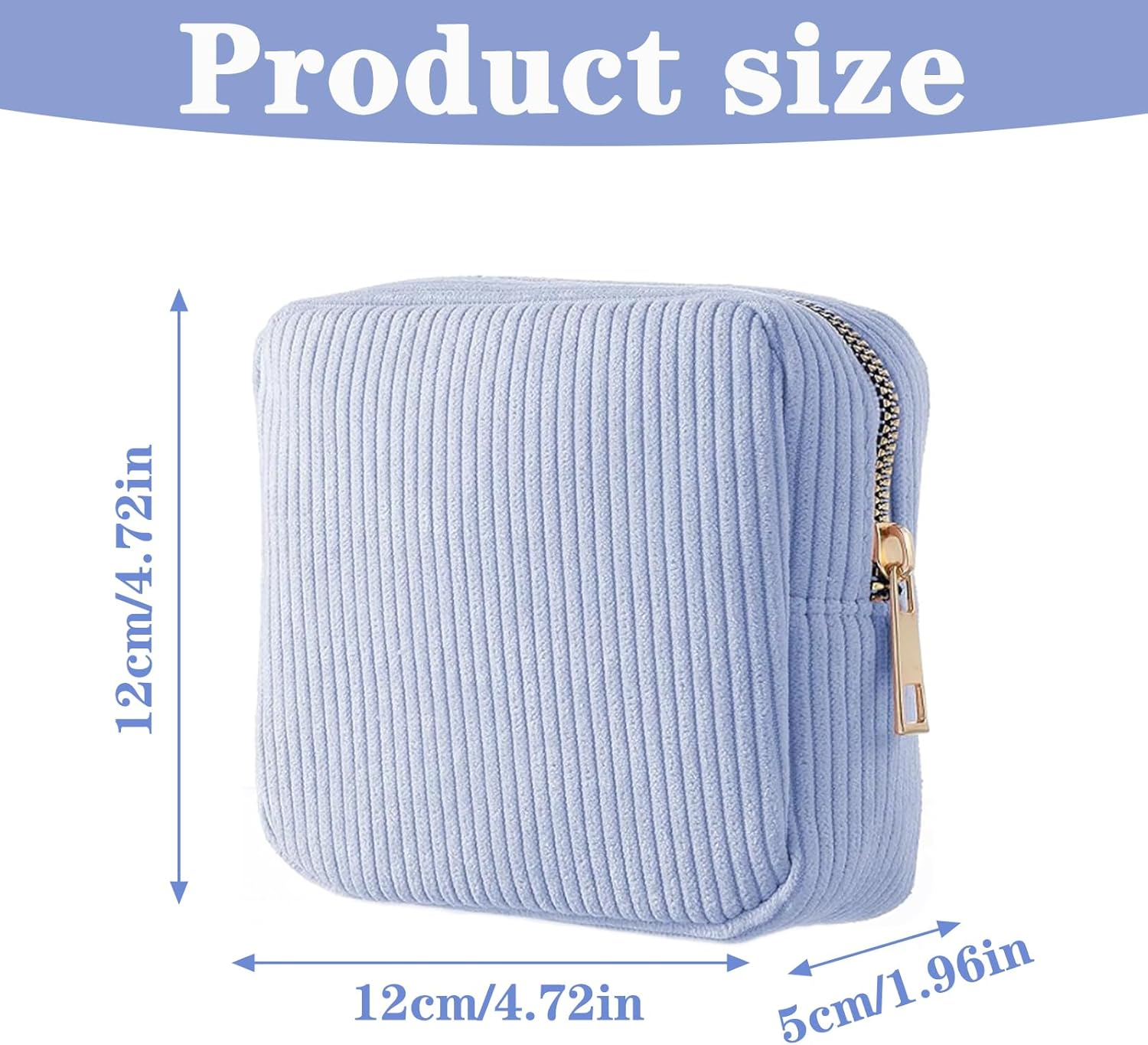 Sanitary Pad Storage Bag, Period Bags for Teenage Girls, Portable Small Corduroy Period Bag with Zipper, Cute Soft Mini Makeup Bag First Period Kit for Girls Women Outdoor(Blue) image number 4