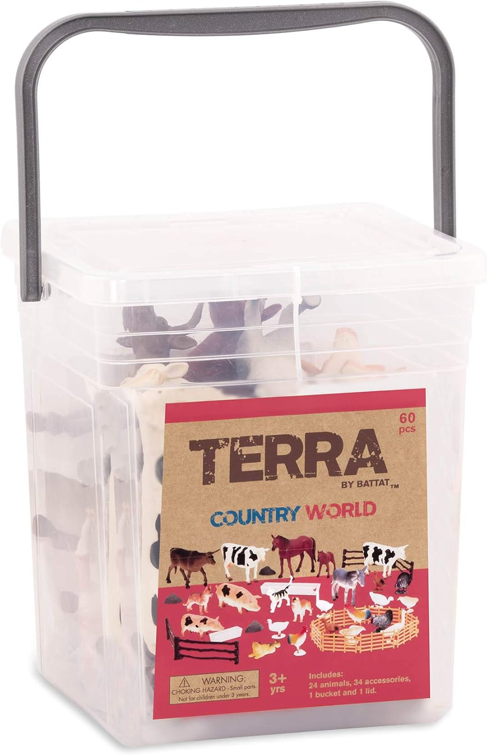 Terra by Battat &ndash; Farm Animal Figurines & Accessories &ndash; 60Pc Toy Animal Set for Kids &ndash; Miniature Farm Animals &ndash; Cows, Pigs, Bulls, Cats & More &ndash; 3 Years + &ndash; Country World image number 3