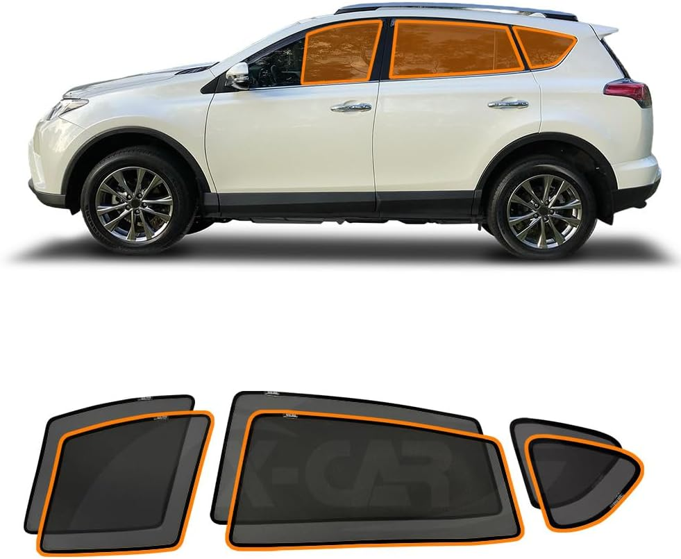 X-CAR Port Rear Front Window Sun Shade for Toyota Rav4 2013-2018 Magnetic Car Sun Blind Mesh