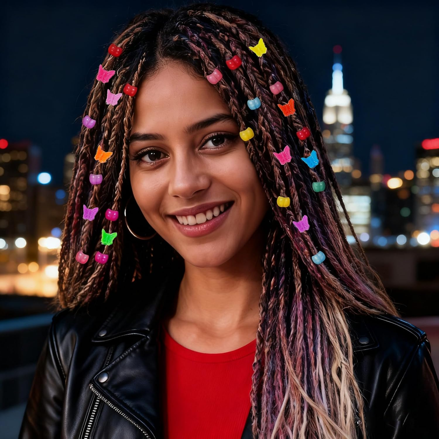 Gaodercha 250 Pieces Mini Hair Clips Set Including 200 round Candy Color Hair Clips, 50 Butterfly Hair Clips, Hair Beads for Braids and Rainbow Mini Clips for Hair Styling image number 1