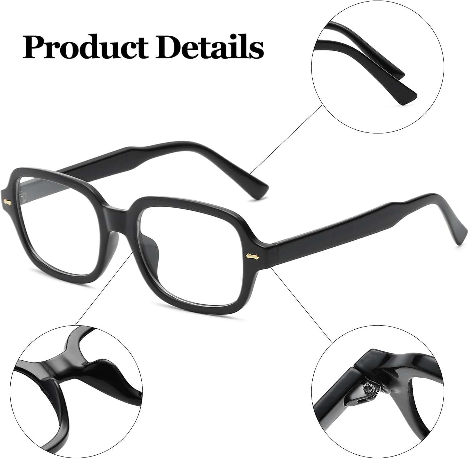 LJCZKA Rectangle Blue Light Glasses Womens Mens Computer Glasses Square Frame anti Eye-Fatigue for Reading, Texting & Gaming