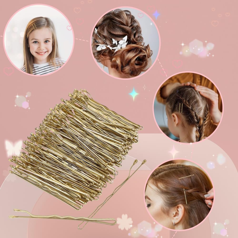 5.5 CM Golden Hair Clips, Medium-Sized Wavy Clip Accessories, 100 Golden Clips image number 2