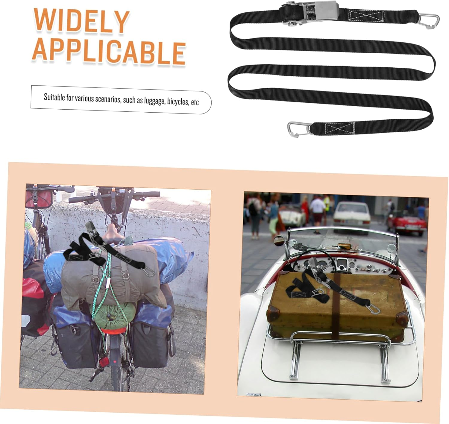 WOONEKY Stainless Steel Ratchet Rope Tightener Suitcase Luggage Connector Strap TSA Approved Luggage Straps for Suitcases image number 4