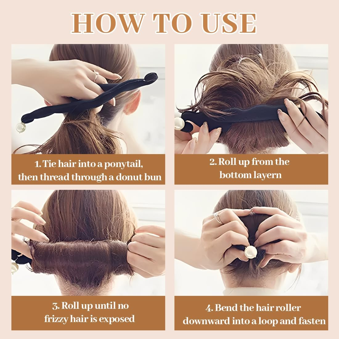 JYNXOR Hair Bandouchi, Pack of 3 Magic Hair Buns, Hair Accessories, with Pearl Buns, Hair Bun Maker, Hair Bun Maker, for Hair Bun and Bun image number 5