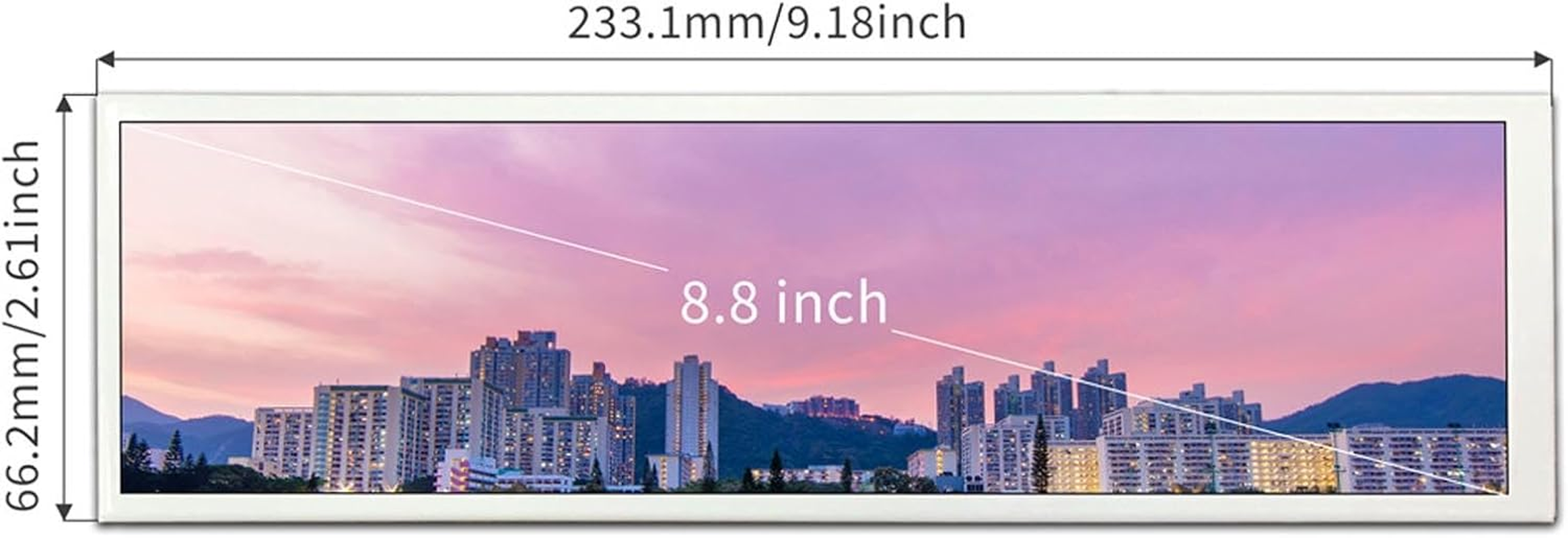 Generic 8.8 Inch Mini Touchscreen, 480X1920 Long Bar PC Temperature Display, Wide Viewing Angle Monitor with Speakers for DIY Music Spectrum