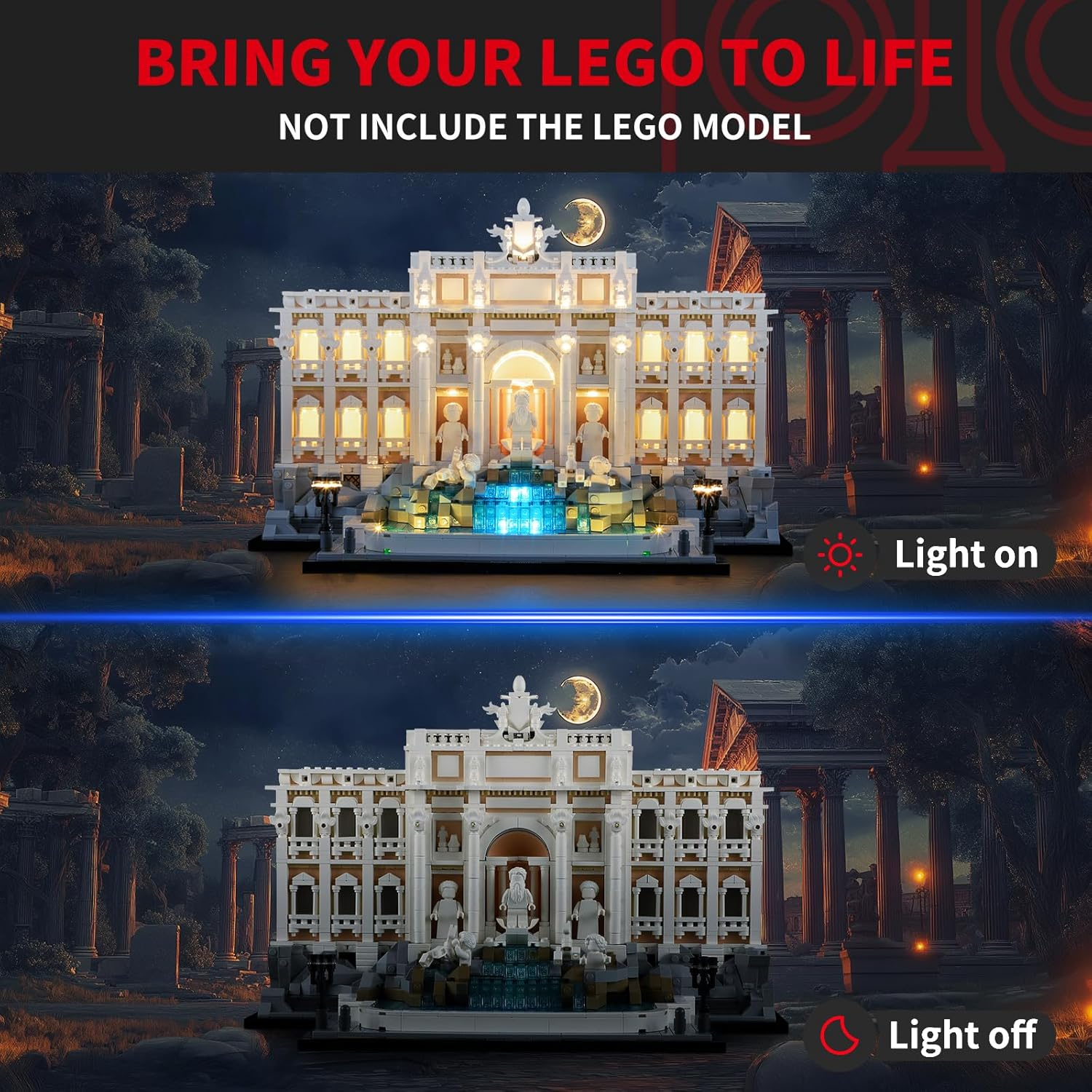 BRIKSMAX 2.0 Light Kit for  Trevi Fountain -Innovative Led Lighting Compatible with  Architecture 21062 - Not Included  Set image number 3