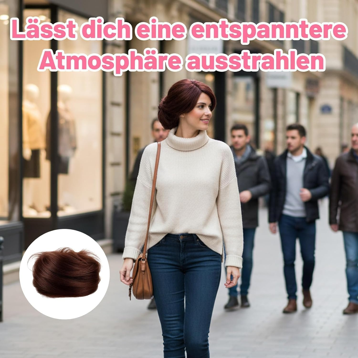 Hairpieces for Thin Hair, Real Hair Piece Bun Hair Scrunchie with Hair, Natural Look, 10 X 10 X 2 Cm image number 6