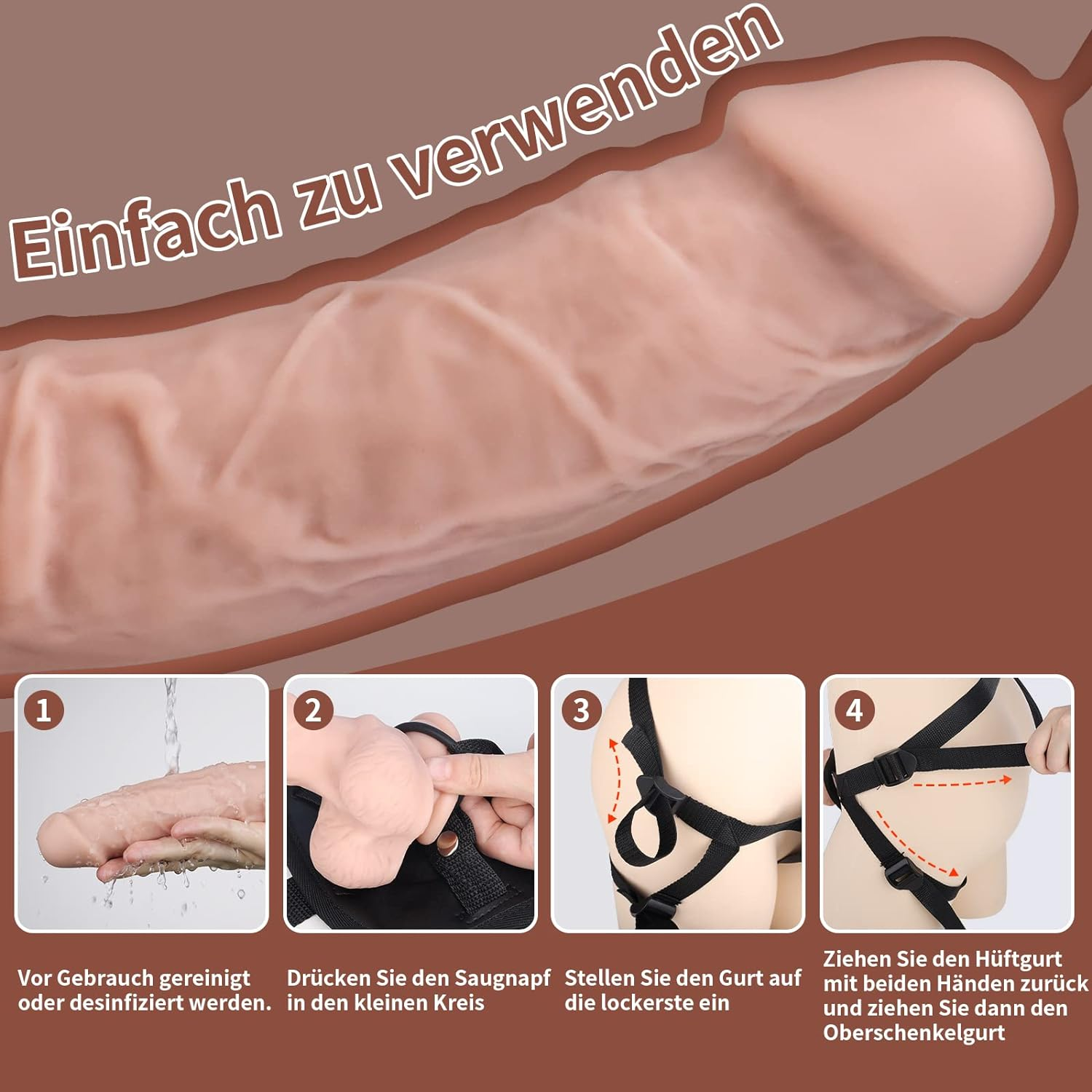 Greenpinecone Strap on Strap-On Silicone Sex Toy with Suction Adjustable Harness Toy for Men Women Couple image number 6