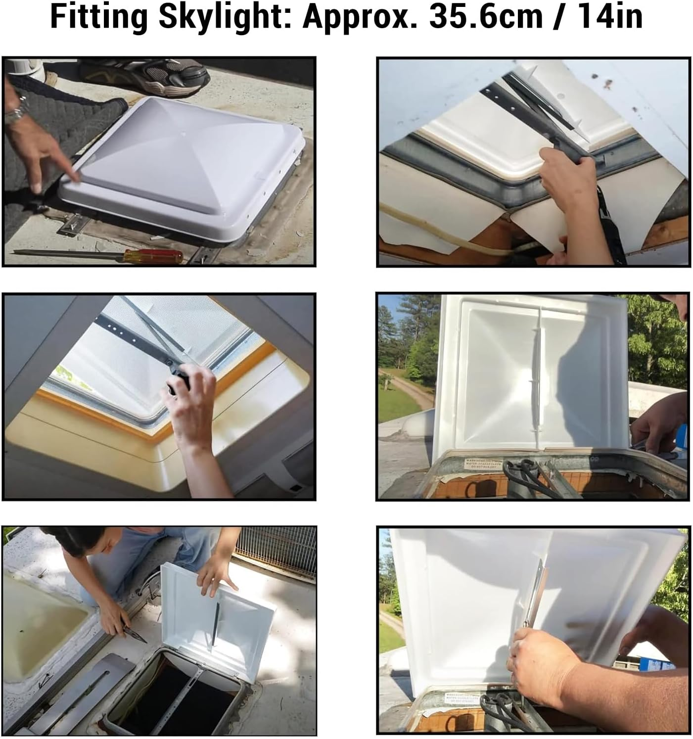 14 Inch RV Roof Vent Cover, Universal Replacement Vent Lid for Campers Trailer Motorhome, Compatible with Ventline Previous to 2008 and Elixir Vents Starting 1994 image number 6