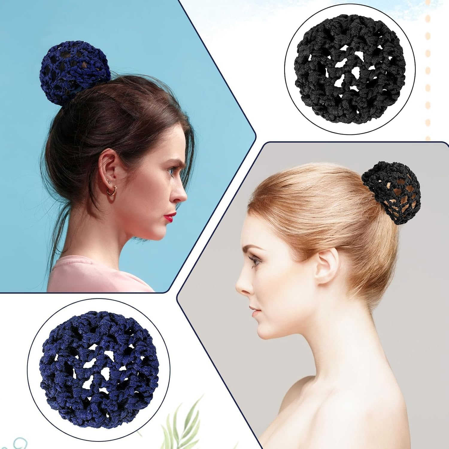 Ballet Hair Bun Cover Hair Nets for Buns, 8Pcs Dance Hair Bun Ballet Net Stretchy Elastic Bun Hair Net,Hair Bun Holder Ballet Hair Nets Cover Dance Hair Bun Nets Ballet Hair Bun Cover Elastic Bun Nets image number 5