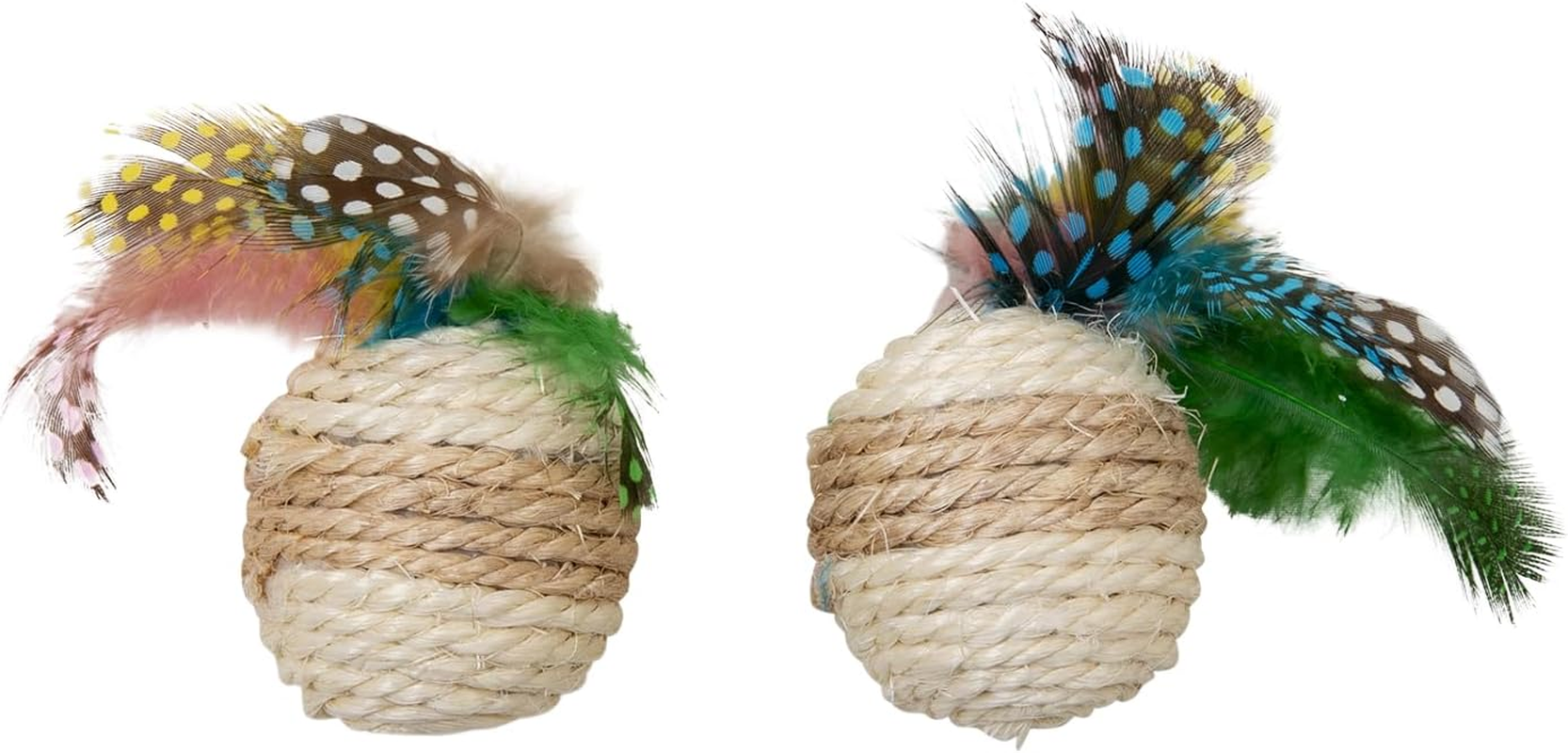 JACK and VANILLA, 2 X Feather Balls for Cats, Stimulates Physical Activity and Play, Non-Toxic and Durable, Diameter 5 Cm, Vibrant Colours, Cat Toys Model