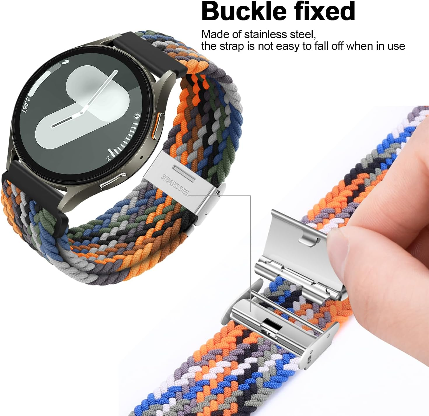 XMUXI 20Mm Braided Watch Straps Compatible with Samsung Galaxy Watch 7 Watch 6 Classic Strap 43Mm 47Mm/Galaxy Watch 5 Pro Watch 4 Nylon Solo Loop Replacement Watch Band Amazfi GTS Vivoactive 3 Venu Sq 2(No Watch) image number 3