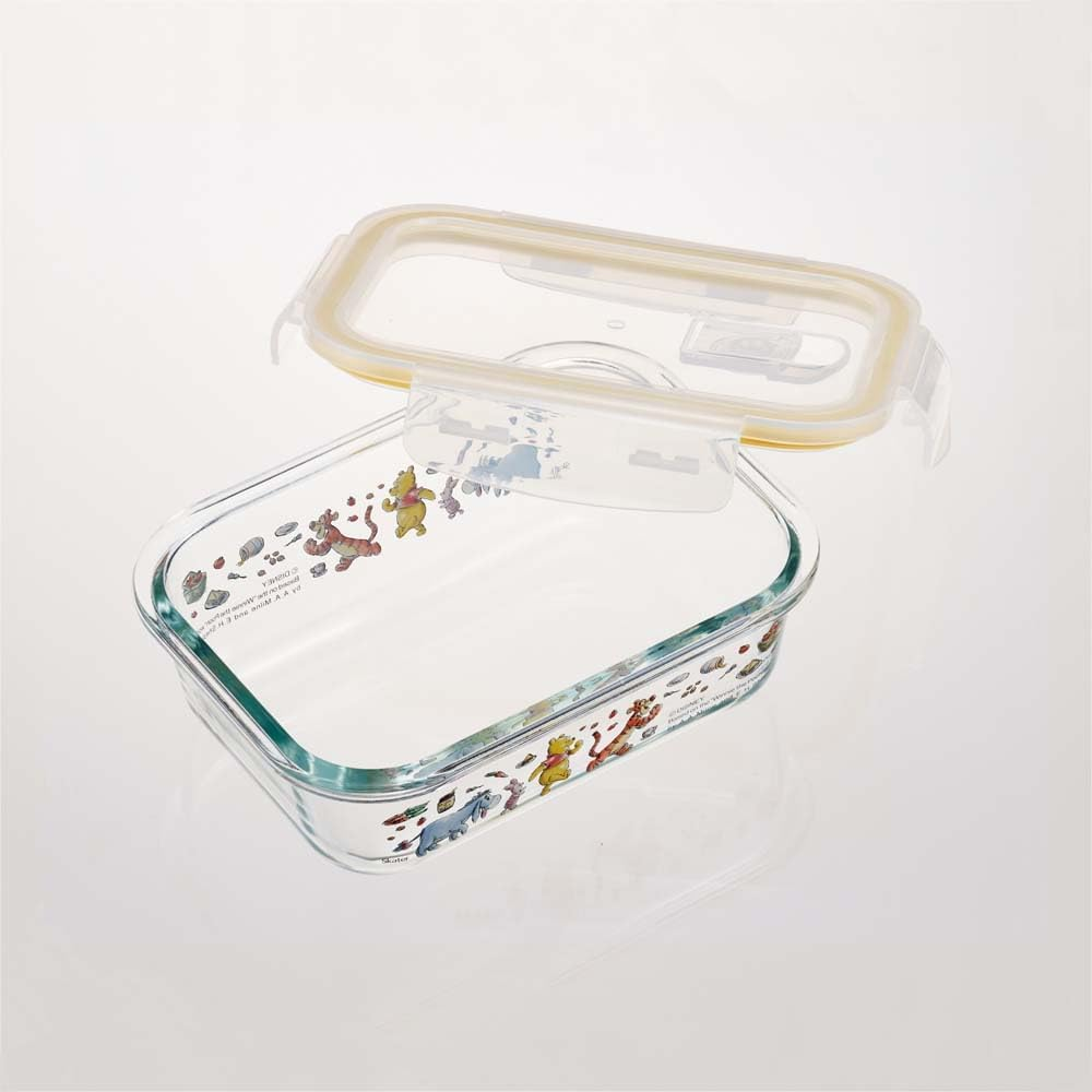 Skater GBST7-A Heat-Resistant Glass Storage Container, Disney, Winnie the Pooh, Picnic, 22.0 Fl Oz (650 Ml), Medium, Oven, Microwave, Dishwasher Safe, Lid Valve Included