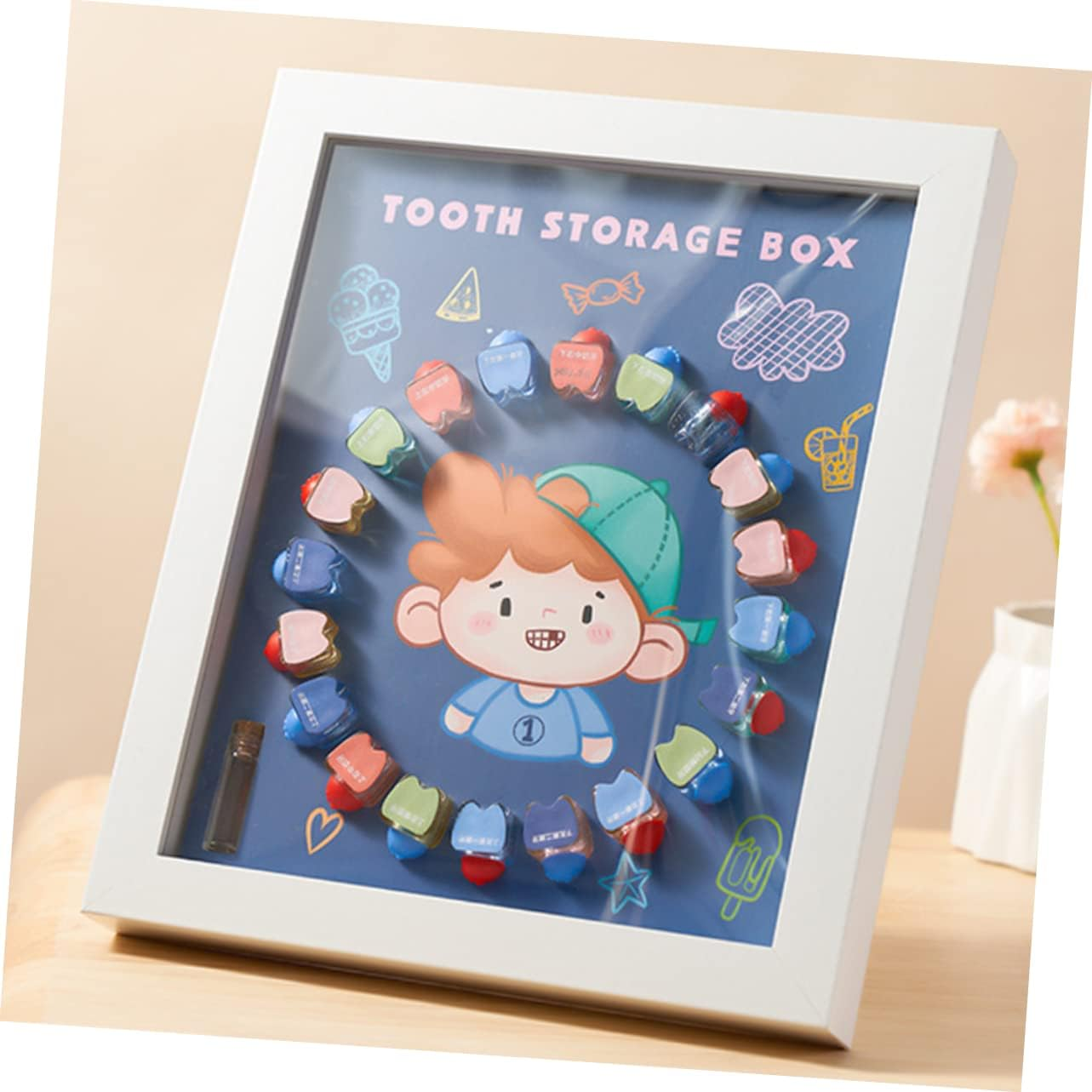 Baby Tooth Saver Box and Keepsake Container for Kids Crystal Case Photo Frame for Storing Deciduous Teeth and Childhood Memories