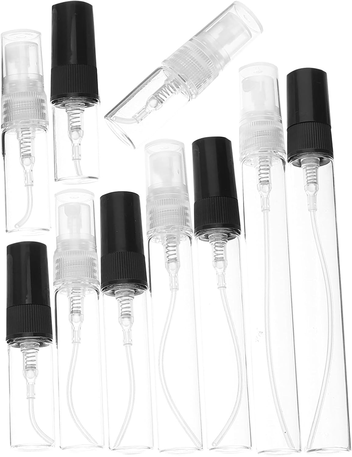 Veemoon 10Pcs Refillable Small Perfume Spray Bottles Set, Portable Empty Glass Sprayer Bottles for Essential Oils and Fragrance, Black Liquid Atomizer for Travel and Daily Use image number 2