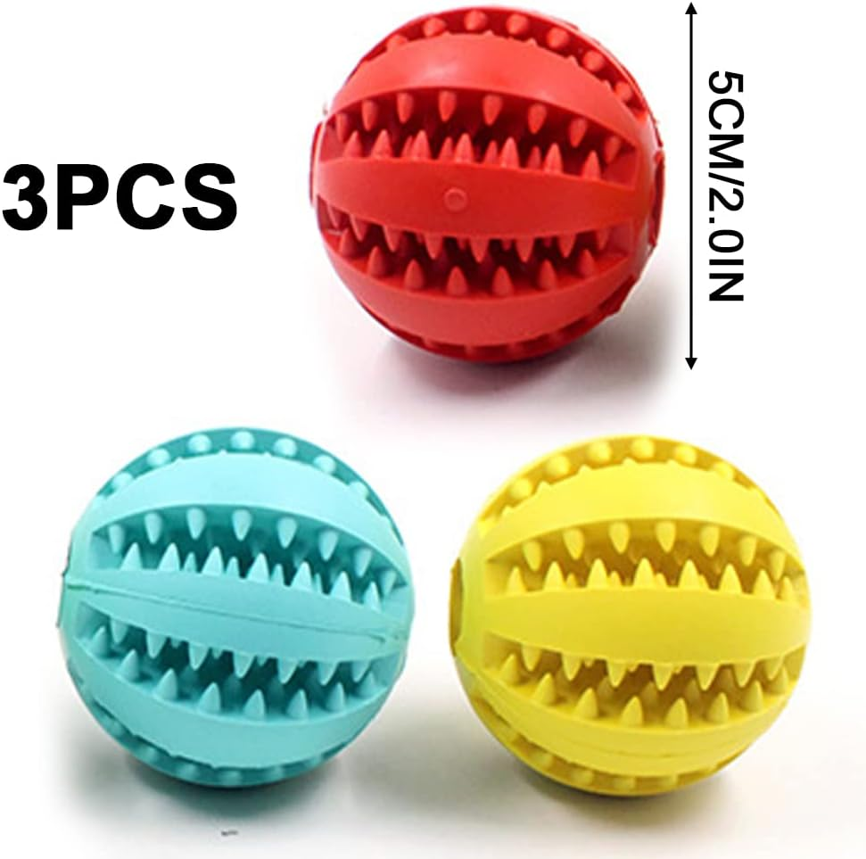 YSHIGUING 2 Pcs Dog Toy Ball 7Cm Dispenser Ball Toy Interactive Enrichment Dog Toys for Boredom Small Dog Puzzle Toy Teeth Cleaning Chew Toy Exercise Game IQ Training Ball for Indoor Puppy Cat (A) image number 3