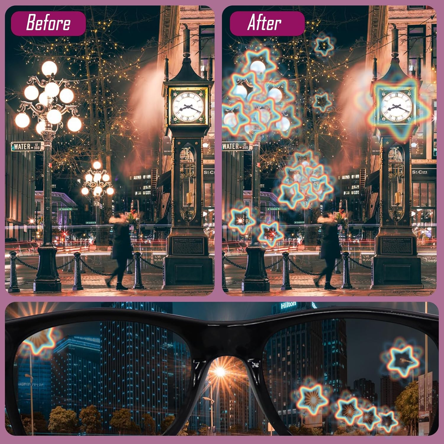 3Pcs Diffraction Glasses, 3D Heart Star Firework Rave Glasses, Party Sunglasses for Fancy Dress Music Concert Club Party Accessories image number 6