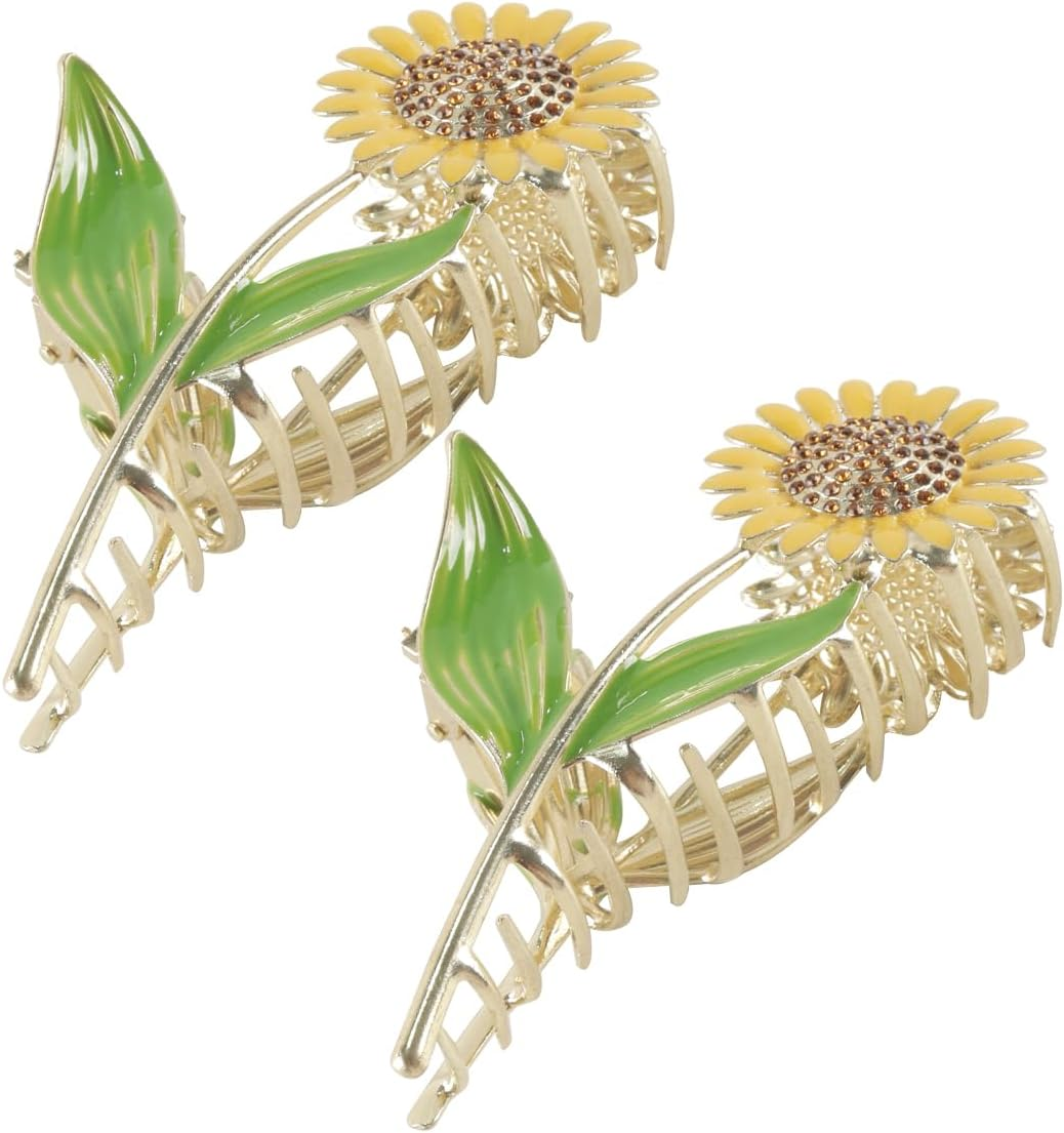 Hoite Sunflower Hair Clips, Elegant Nonslip Hair Clips Fashion Flower Shaped, Long Thick Thin Curly Gift for Women image number 5