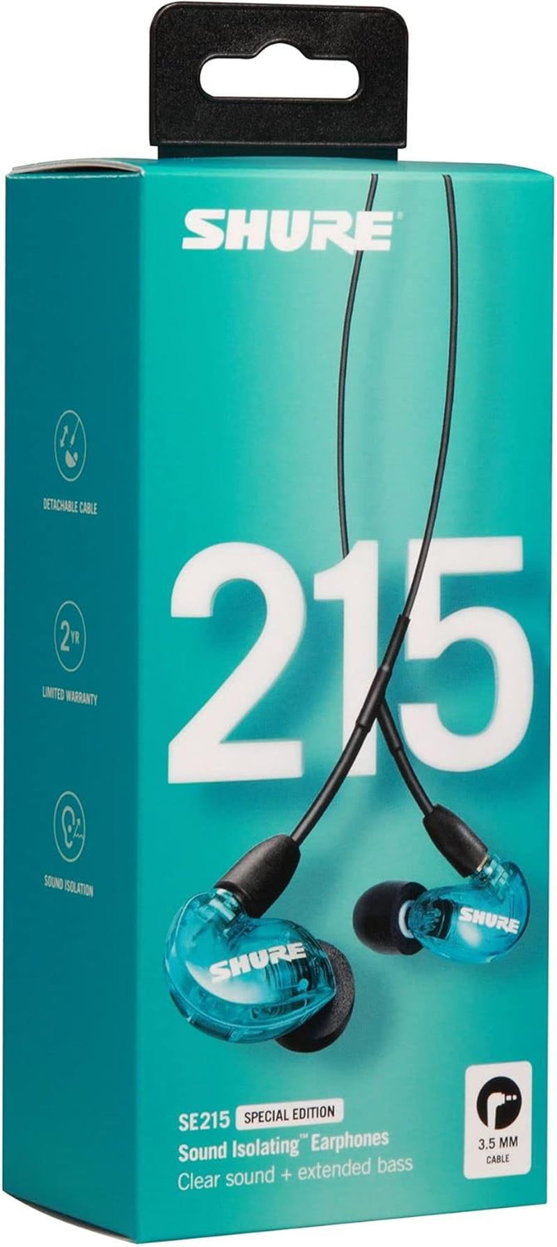 Shure SE215 PRO Wired Earbuds - Professional Sound Isolating Earphones, Clear Sound & Deep Bass, Single Dynamic Microdriver, Secure Fit in Ear Monitor, plus Carrying Case & Fit Kit - Blue (SE215SPE) - Black image number 5