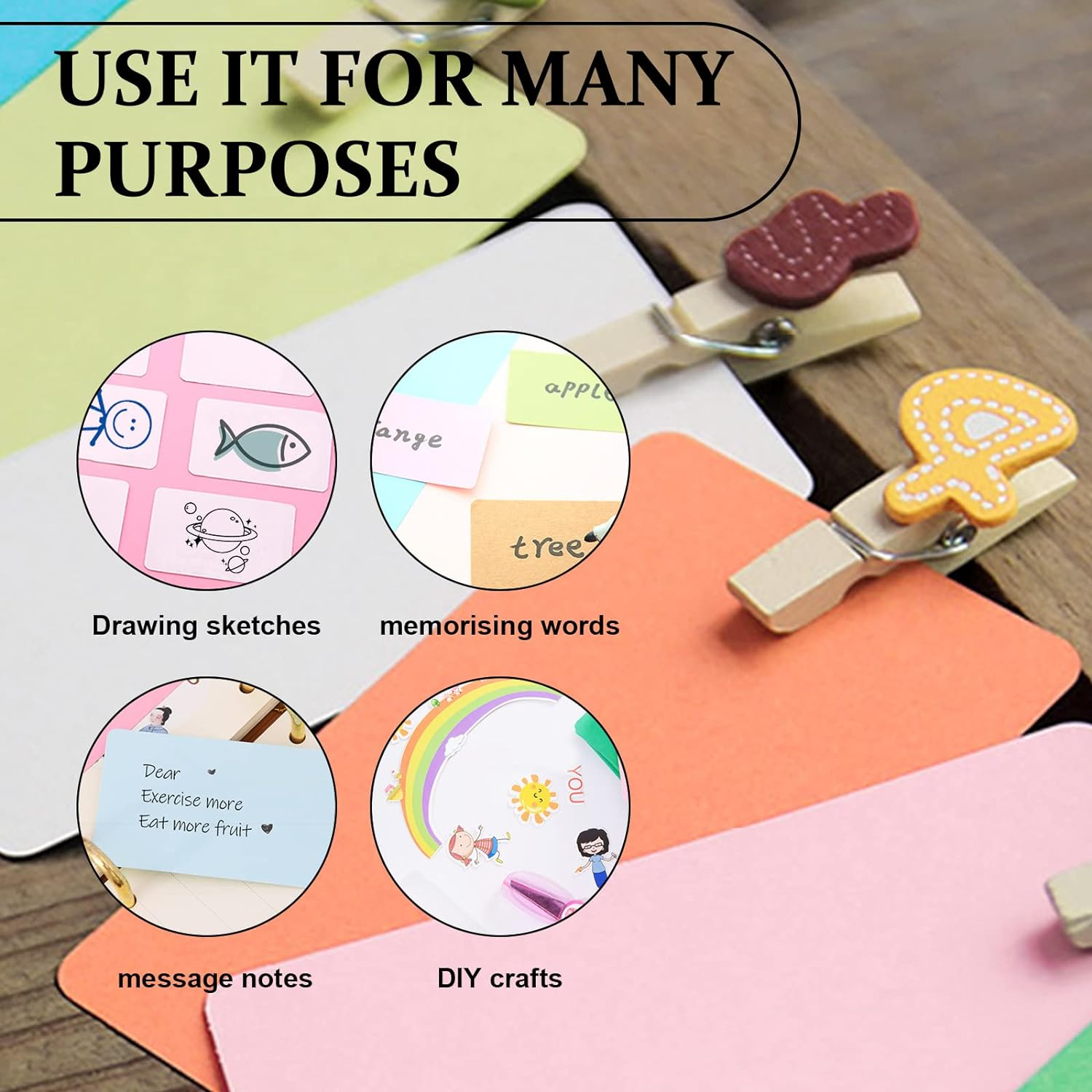 Yitexin 120Pcs Small Blank Paper Message Note Business Cards, 3.5X2'' Mini Index Cards for Gift, 8 Colors Blank Vocabulary Word Flash Study Cards Double Sided, Colored Notecards Unlined - 120Pcs image number 6