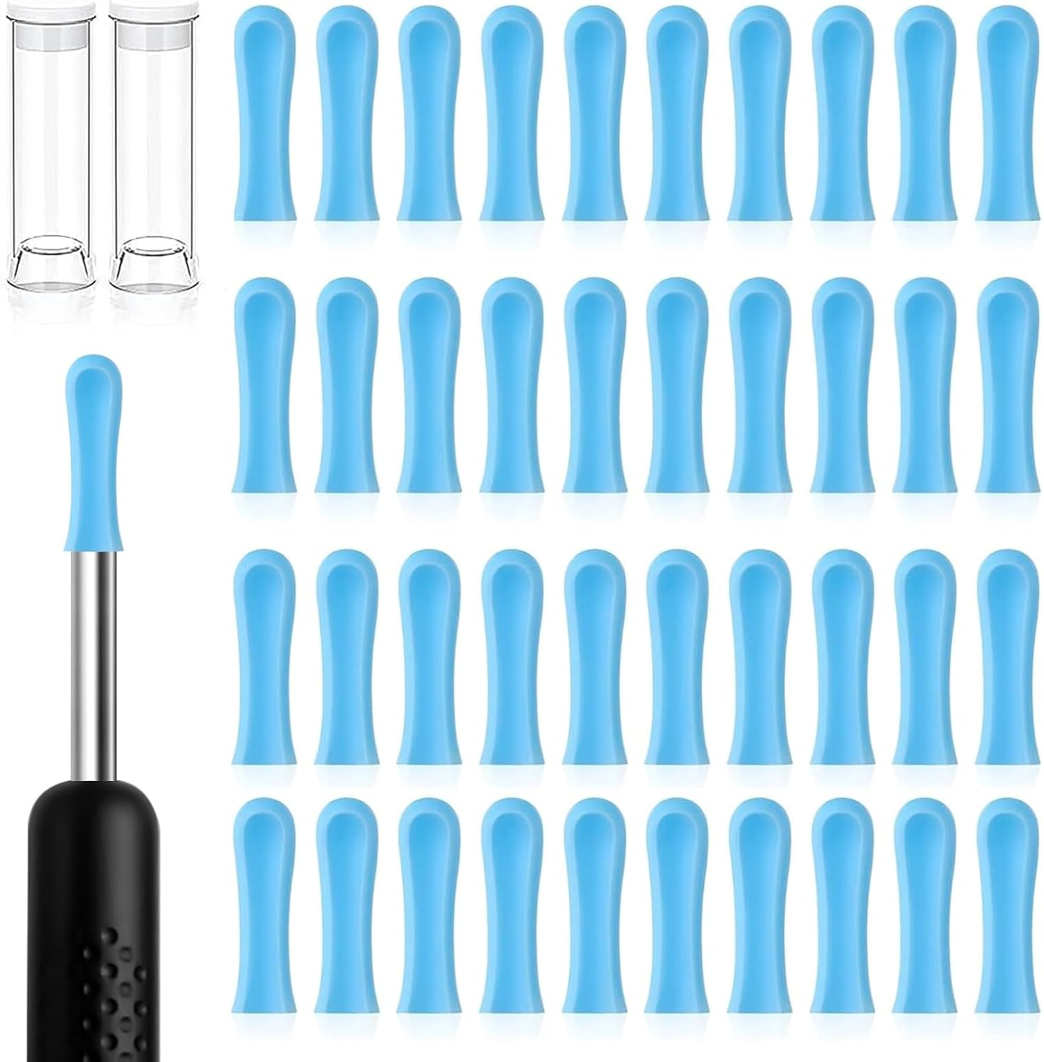 40 Pcs Silicone Ear Spoon Tips Replacement Set, Ear Wax Removal Replacement Tips for Wet Dry Ear Wax Cleaning, Ear Cleaner Spoon Tip Ear Wax Pick Removal Tips for Teens Adults