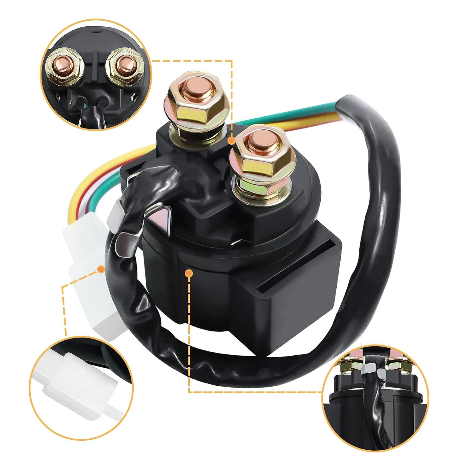 GY6 Starter Solenoid Relay for 4-Stroke 110Cc 125Cc 150Cc 50Cc 200Cc 250Cc 70Cc 90Cc ATV Dirt Bikes Scooters Taotao Go Kart Dne Buggys Quad 4 Wheelers Pit Bike Moped Roketa SSR Sunl Coolster image number 1