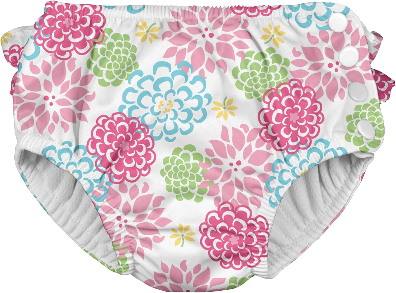 I Play. Green Sprouts Girls' Ruffle Snap Reusable Absorbent Swimsuit Diaper image number 5