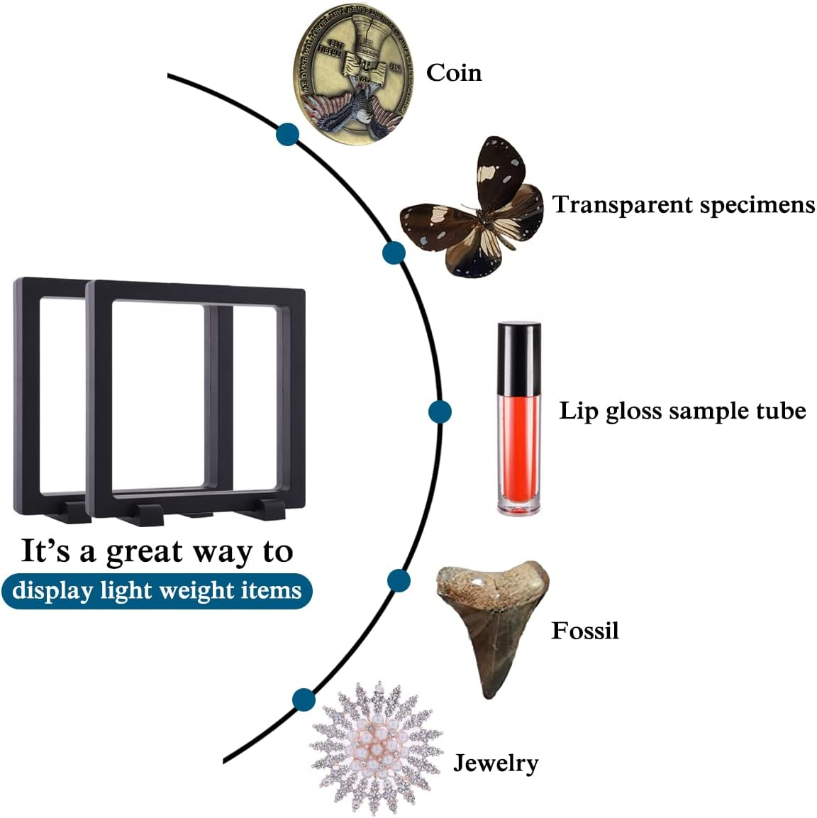 YITOU 4 Set 4.3 Inch 3D Floating Display Frame Case for Jewelry, Challenge Coin Display Stands Case Holder for Fossil, Rock, Gemstones, Megladon Tooth, Specimens, Floating Frame Case image number 6