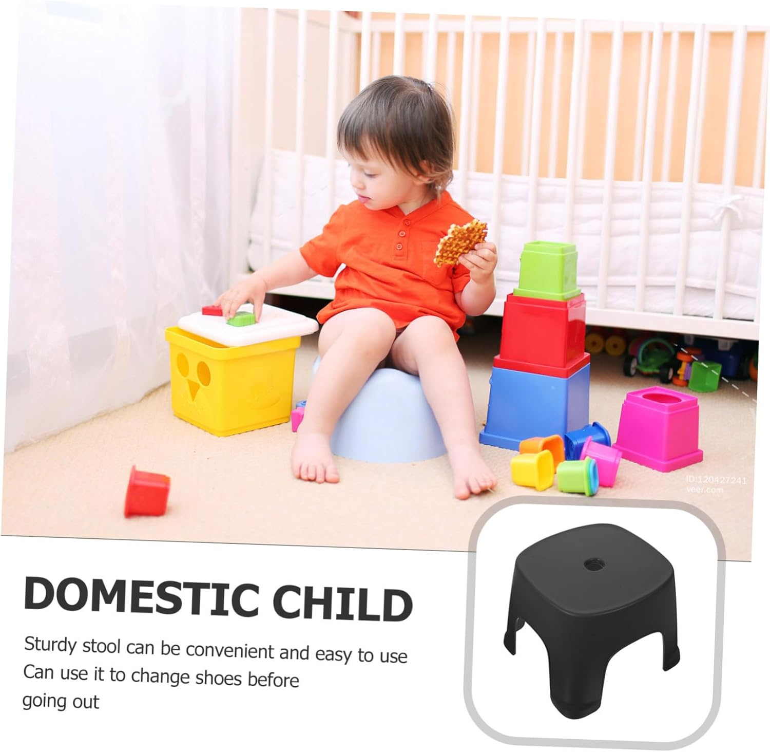 BAZEITFLOW Household Plastic Foot Stool for Bathroom Living Non Slip One Step Step Stool for Material Easy to Clean Suitable for Potty Training Everyday Use image number 1