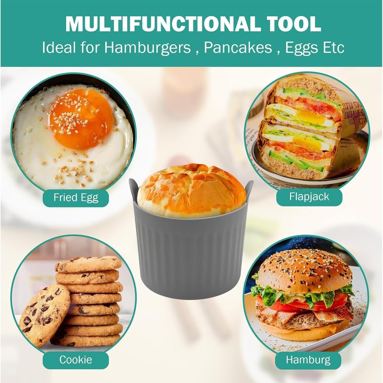 6Pcs Silicone Cupcake Moulds, Reusable Kitchen Muffin Mold Cups for Hot Air Fryers, Microwave Ovens, Ovens & Steamers, for Baking Soft Muffins Cups for Party Halloween Christmas image number 5