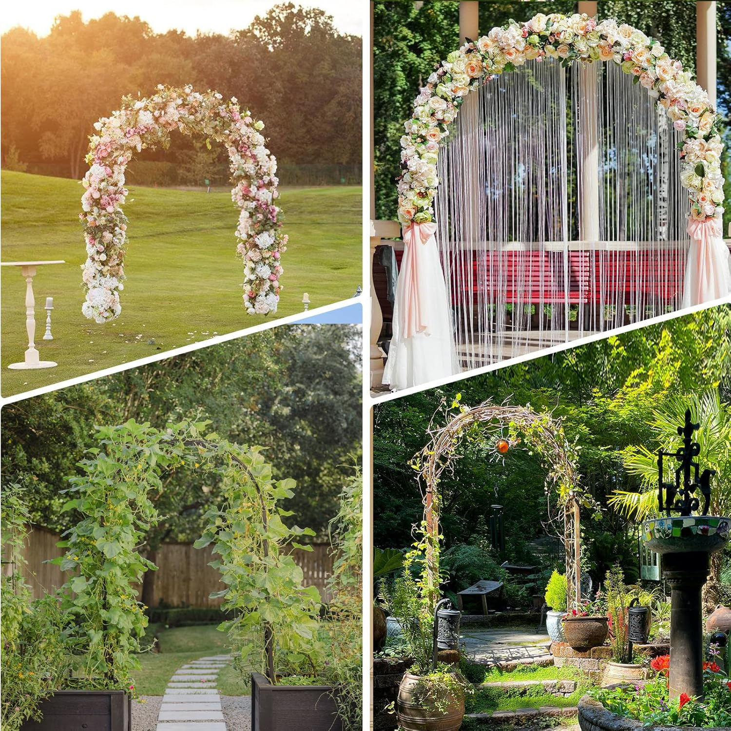 Thickened Rustproof Garden Arch, Wedding Arch- 4.6 * 7.8 or 6.4 * 7.5Ft, Easy to Assemble, Long Lasting and Durable, Metal Arch for Garden Arbor Trellis & Climbing Plant image number 1